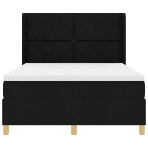 Box spring krevet s LED trakama Crna 140 x 190 cm tkanina - Crna 140 x 190 cm Dizajn s rombovima Cijena