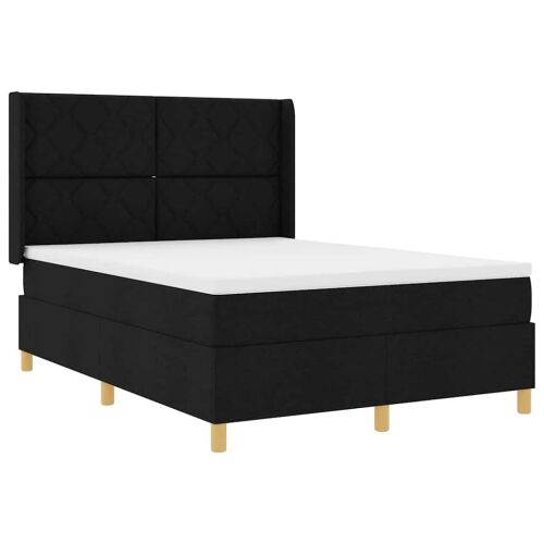 Box spring krevet s LED trakama Crna 140 x 190 cm tkanina - Crna 140 x 190 cm Dizajn s rombovima Cijena