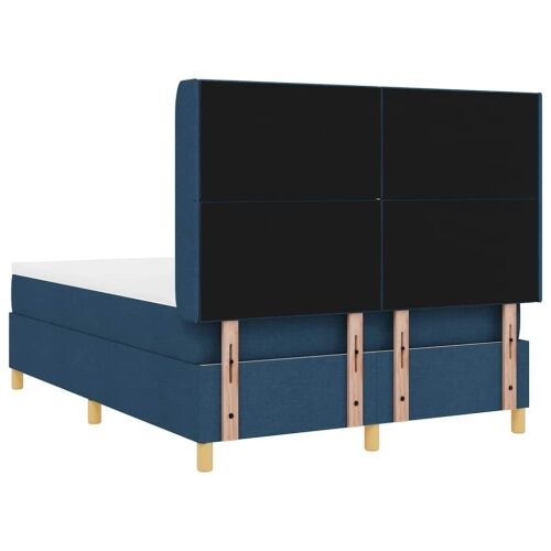 Box spring krevet s LED trakama Plava 140 x 190 cm tkanina - Plava 140 x 190 cm Dizajn s rombovima Cijena