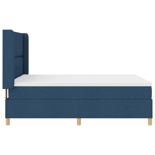 Box spring krevet s LED trakama Plava 140 x 200 cm tkanina - Plava 140 x 200 cm Dizajn s rombovima Cijena