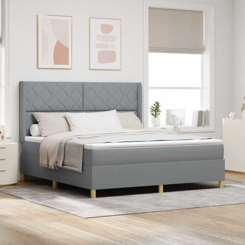 Box spring krevet Svijetlo siva 180 x 200 cm tkanina - Svjetlosiva 180 x 200 cm Dizajn s rombovima Cijena