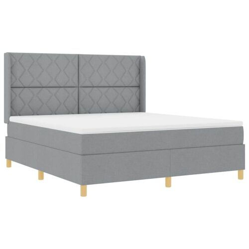 Box spring krevet Svijetlo siva 180 x 200 cm tkanina - Svjetlosiva 180 x 200 cm Dizajn s rombovima Cijena