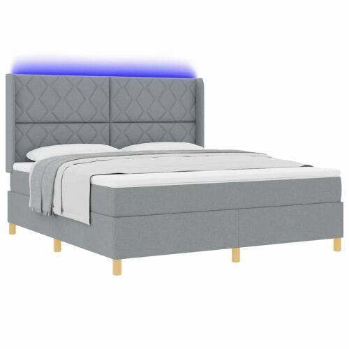 Box spring krevet Svijetlo siva 180 x 200 cm tkanina - Svjetlosiva 180 x 200 cm Dizajn s rombovima Cijena