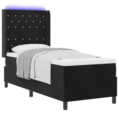 Box spring krevet s madracem Crna 80 x 200 cm Baršun - Crna 80 x 200 cm Kristal s dugmadima Cijena