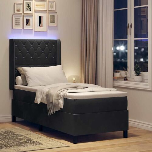 Box spring krevet s madracem Crna 80 x 200 cm Baršun - Crna 80 x 200 cm Kristal s dugmadima Cijena