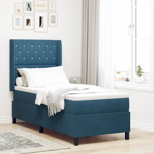 Box spring krevet s madracem Plava 80 x 200 cm Baršun - Tamno plava 80 x 200 cm Kristal s dugmadima Cijena