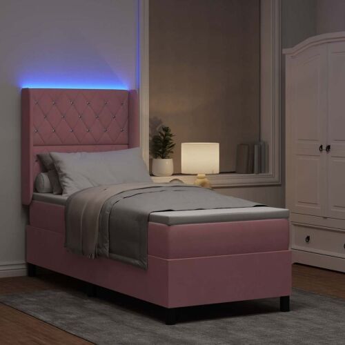 Box spring krevet s madracem Ružičasta 80 x 200 cm Baršun - Ružičasta 80 x 200 cm Kristal s dugmadima Cijena