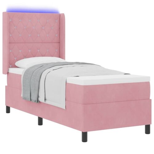 Box spring krevet s madracem Ružičasta 80 x 200 cm Baršun - Ružičasta 80 x 200 cm Kristal s dugmadima Cijena