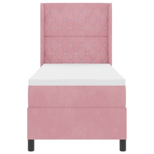 Box spring krevet s madracem Ružičasta 80 x 200 cm Baršun - Ružičasta 80 x 200 cm Kristal s dugmadima Cijena