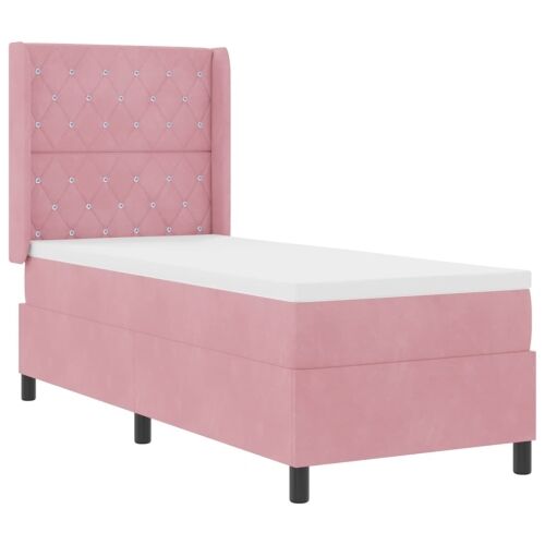 Box spring krevet s madracem Ružičasta 80 x 200 cm Baršun - Ružičasta 80 x 200 cm Kristal s dugmadima Cijena