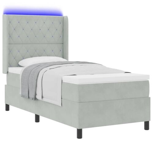 Box spring krevet Svijetlo siva 90 x 190 cm Baršun - Svjetlosiva 90 x 190 cm Kristal s dugmadima Cijena