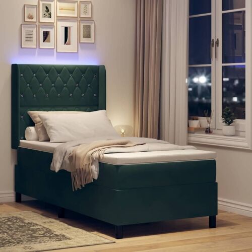 Box spring krevet Tamnozelena 90 x 190 cm Baršun - Tamnozelena 90 x 190 cm Kristal s dugmadima Cijena