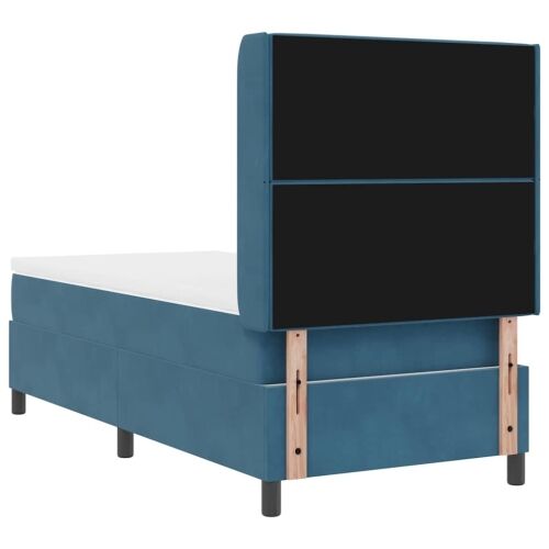 Box spring krevet s madracem Plava 90 x 200 cm Baršun - Tamno plava 90 x 200 cm Kristal s dugmadima Cijena