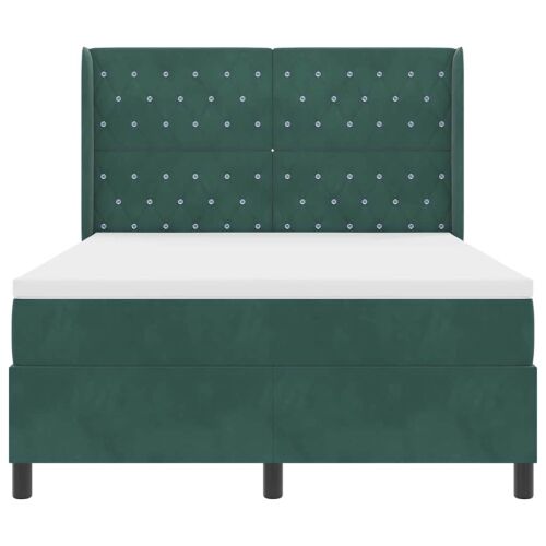 Box spring krevet s LED trakama Zelena 140 x 190 cm Baršun - Tamnozelena 140 x 190 cm Kristal s dugmadima Cijena