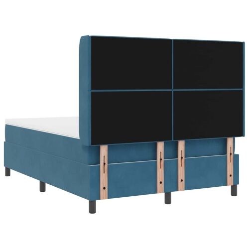 Box spring krevet s LED trakama Plava 140 x 190 cm Baršun - Tamno plava 140 x 190 cm Kristal s dugmadima Cijena