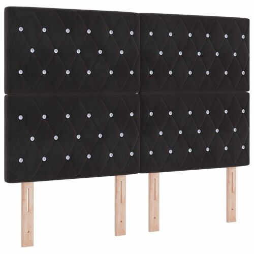 Box spring krevet s LED trakama Crna 140 x 200 cm Baršun - Crna 140 x 200 cm Kristal s dugmadima Cijena