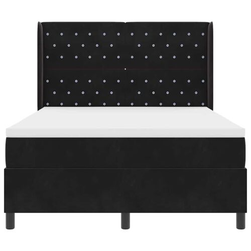 Box spring krevet s LED trakama Crna 140 x 200 cm Baršun - Crna 140 x 200 cm Kristal s dugmadima Cijena