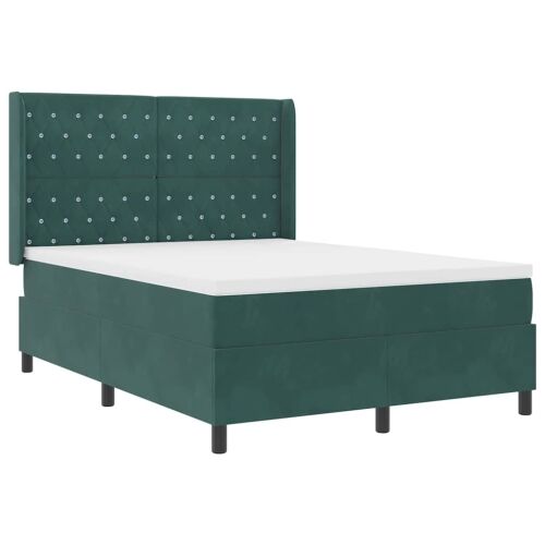 Box spring krevet Tamnozelena 140 x 200 cm Baršun - Tamnozelena 140 x 200 cm Kristal s dugmadima Cijena
