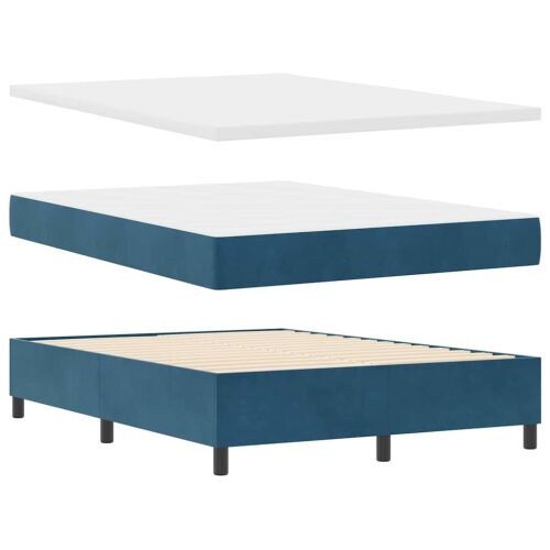 Box spring krevet s LED trakama Plava 140 x 200 cm Baršun - Tamno plava 140 x 200 cm Kristal s dugmadima Cijena