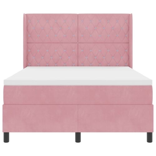 Box spring krevet s madracem Ružičasta 160 x 200 cm Baršun - Ružičasta 160 x 200 cm Kristal s dugmadima Cijena