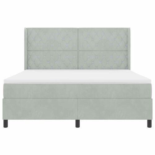 Box spring krevet Svijetlo siva 180 x 200 cm Baršun - Svjetlosiva 180 x 200 cm Kristal s dugmadima Cijena