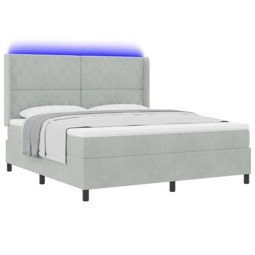 Box spring krevet Svijetlo siva 180 x 200 cm Baršun - Svjetlosiva 180 x 200 cm Kristal s dugmadima Cijena