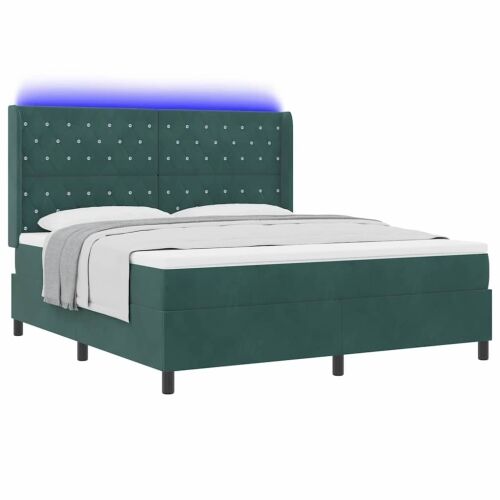 Box spring krevet Tamnozelena 180 x 200 cm Baršun - Tamnozelena 180 x 200 cm Kristal s dugmadima Cijena