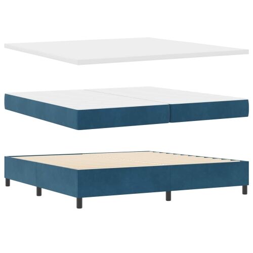 Box spring krevet s madracem Plava 200 x 200 cm Baršun - Tamno plava 200 x 200 cm Kristal s dugmadima Cijena