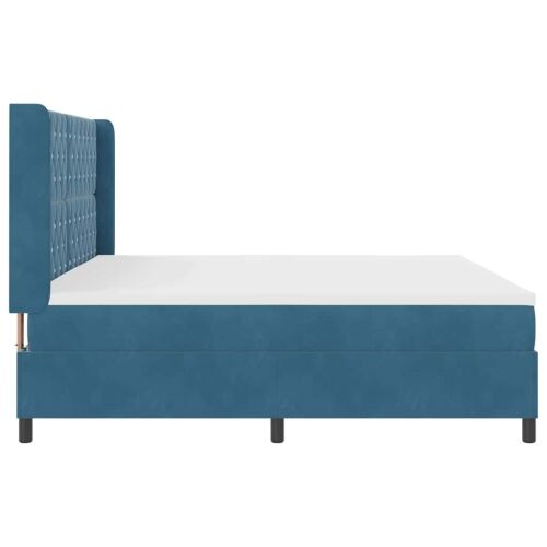 Box spring krevet s madracem Plava 200 x 200 cm Baršun - Tamno plava 200 x 200 cm Kristal s dugmadima Cijena