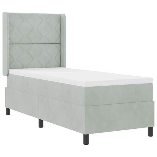 Box spring krevet Svijetlo siva 80 x 200 cm Baršun - Svjetlosiva 80 x 200 cm Dizajn s rombovima Cijena
