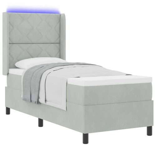 Box spring krevet Svijetlo siva 80 x 200 cm Baršun - Svjetlosiva 80 x 200 cm Dizajn s rombovima Cijena