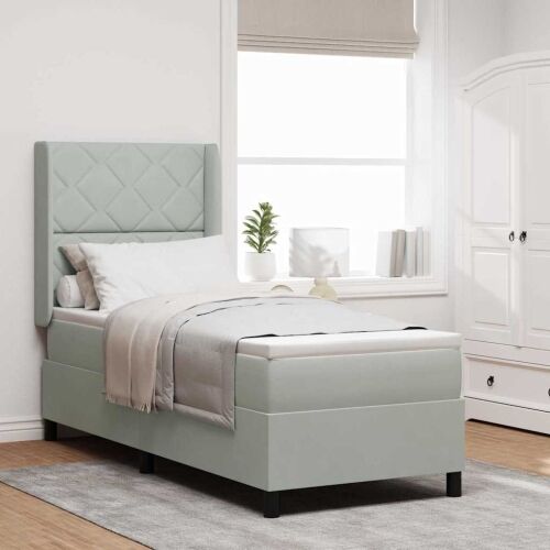 Box spring krevet Svijetlo siva 80 x 200 cm Baršun - Svjetlosiva 80 x 200 cm Dizajn s rombovima Cijena