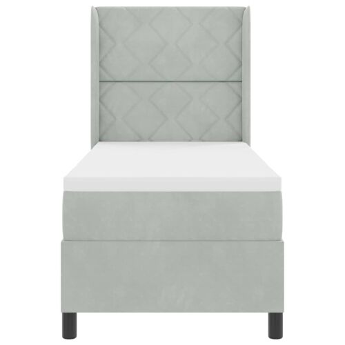 Box spring krevet Svijetlo siva 80 x 200 cm Baršun - Svjetlosiva 80 x 200 cm Dizajn s rombovima Cijena