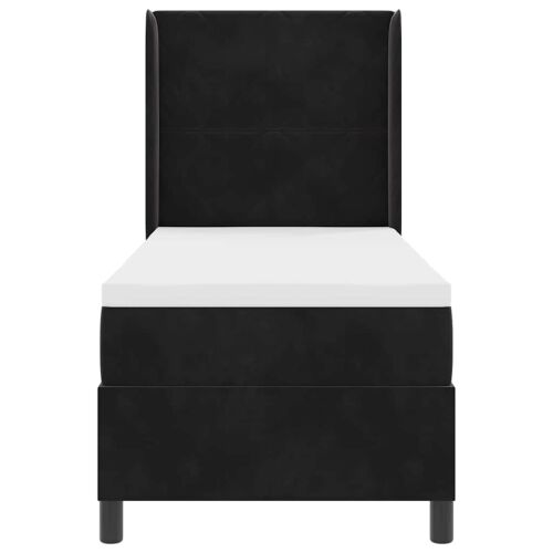 Box spring krevet s LED trakama Crna 80 x 200 cm Baršun - Crna 80 x 200 cm Dizajn s rombovima Cijena