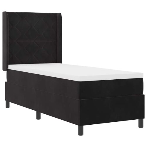 Box spring krevet s LED trakama Crna 80 x 200 cm Baršun - Crna 80 x 200 cm Dizajn s rombovima Cijena