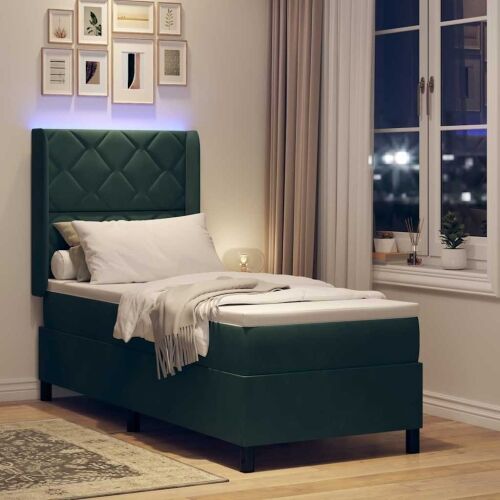 Box spring krevet Tamnozelena 80 x 200 cm Baršun - Tamnozelena 80 x 200 cm Dizajn s rombovima Cijena
