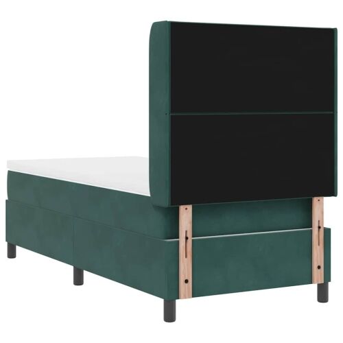 Box spring krevet Tamnozelena 100 x 200 cm Baršun - Tamnozelena 100 x 200 cm Dizajn s rombovima Cijena