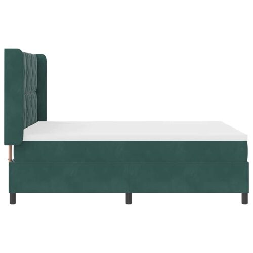 Box spring krevet s LED trakama Zelena 140 x 190 cm Baršun - Tamnozelena 140 x 190 cm Dizajn s rombovima Cijena