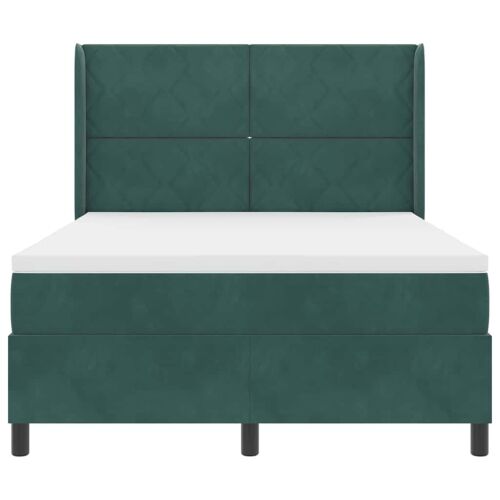 Box spring krevet s LED trakama Zelena 140 x 190 cm Baršun - Tamnozelena 140 x 190 cm Dizajn s rombovima Cijena