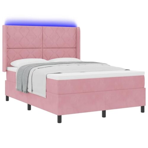 Box spring krevet Ružičasta 140 x 190 cm Baršun - Ružičasta 140 x 190 cm Dizajn s rombovima Cijena