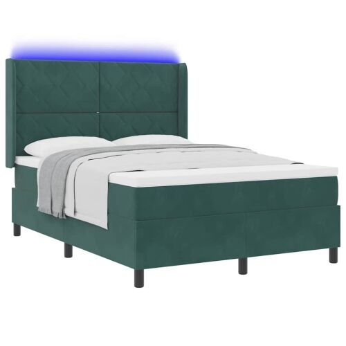 Box spring krevet Tamnozelena 140 x 200 cm Baršun - Tamnozelena 140 x 200 cm Dizajn s rombovima Cijena