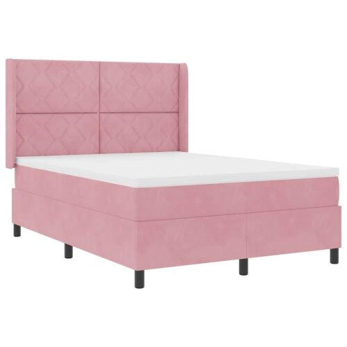 Box spring krevet Ružičasta 140 x 200 cm Baršun - Ružičasta 140 x 200 cm Dizajn s rombovima Cijena