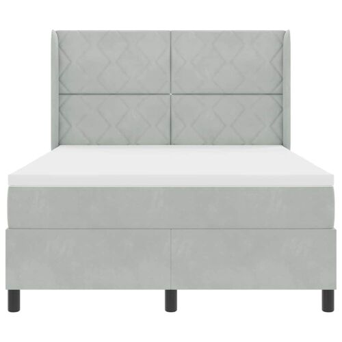 Box spring krevet Svijetlo siva 160 x 200 cm Baršun - Svjetlosiva 160 x 200 cm Dizajn s rombovima Cijena