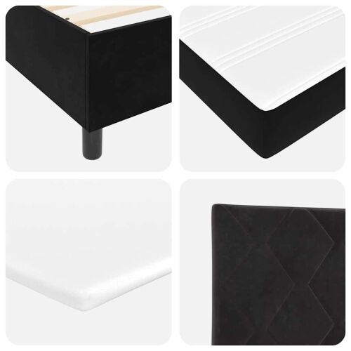 Box spring krevet s LED trakama Crna 160 x 200 cm Baršun - Crna 160 x 200 cm Dizajn s rombovima Cijena