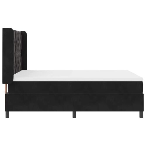 Box spring krevet s LED trakama Crna 160 x 200 cm Baršun - Crna 160 x 200 cm Dizajn s rombovima Cijena