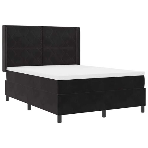 Box spring krevet s LED trakama Crna 160 x 200 cm Baršun - Crna 160 x 200 cm Dizajn s rombovima Cijena