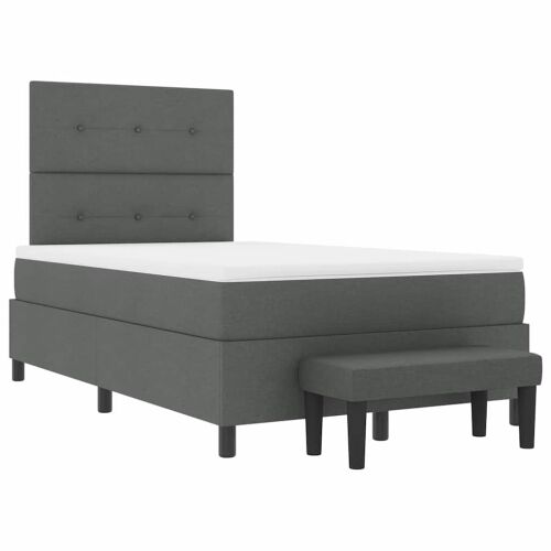 Box spring krevet Tamno siva 120 x 190 cm tkanina - Tamno siva 120 x 190 cm Prošiveno gumbima Cijena