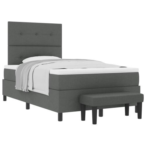 Box spring krevet Tamno siva 120 x 190 cm tkanina - Tamno siva 120 x 190 cm Prošiveno gumbima Cijena