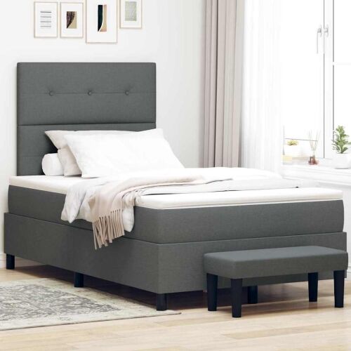 Box spring krevet Tamno siva 120 x 190 cm tkanina - Tamno siva 120 x 190 cm Prošiveno gumbima Cijena