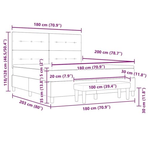 Box spring krevet Tamno smeđa 180 x 200 cm tkanina - Tamno smeđa 180 x 200 cm Prošiveno gumbima Cijena